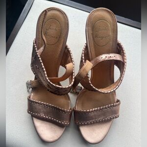 Jack Rogers Vanessa Wedge Sandals - Rose Gold Raffia